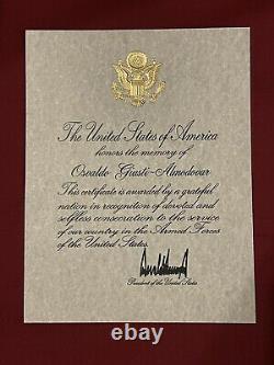 Rare Président Donald Trump Vietnam Vétéran Certificat Lettre Document