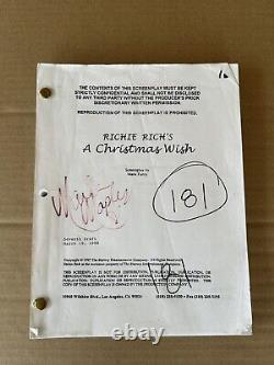 Rare Richie Rich's A Christmas Wish Movie Script Marla Maples Signé Autographe