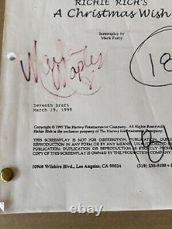 Rare Richie Rich's A Christmas Wish Movie Script Marla Maples Signé Autographe