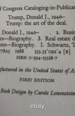 Rare SIGNED 1987 First Edition, Art Of The Deal President Donald Trump Authentic	
<br/> 


 
<br/>  Rare ÉDITION ORIGINALE signée de 1987, L'art de la négociation Président Donald Trump Authentique