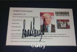 Rare Signé Président Donald Trump 2016 Sarasota Fl Autographed Ticket Coa Maga