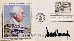 Rare Signed Président Donald Trump Autographié Frank Lloyd Wright Envelope Maga