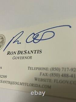 Ron Desantis Auto Signé Carte D'affaires Autographiée 2024 Président Du Gop Trump