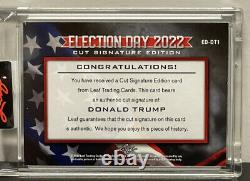 Signature coupée du jour des élections 2022 de Donald Trump sur carte encadrée AUTO # /23