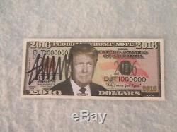 Signé Autographié Donald Trump 2016 Dollar (coa) Et Gratuit Trump Hat