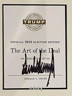 Signé Président Donald Trump The Art Of The Deal 2016 Election Edition Hc Book