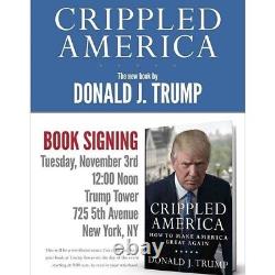 Trump Donald Signé Autographique Livre Hardcouver Crippé Amérique Nouveau