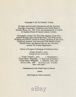 Trump L'art De L'action (1987) Donald Trump Signé 1ère Édition Early Printing