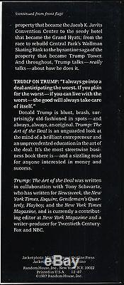 Trump L'art Du Deal (1987) Donald J. Trump Signé 1ère Édition À Walter