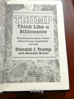 Trump Pense Comme un Milliardaire par Donald J. Trump SIGNE en Personne par TRUMP