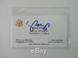 Vice-président Mike Pence Signé Autographié Congrès Business Card Jsa Coa