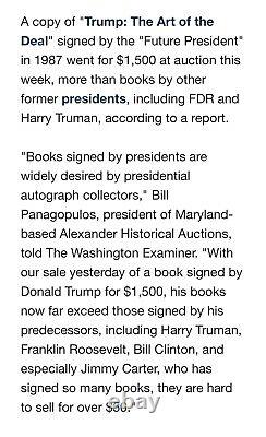 Wow Signed & Rare Président De L'autographe Donald Trump Pense Comme Un Livre De Billionaire