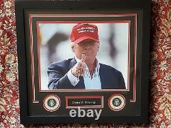 Xlarge Président Donald Trump Signé Autographed Photo Professional Frame Coa