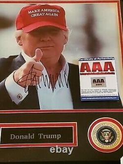Xlarge Président Donald Trump Signé Autographed Photo Professional Frame Coa