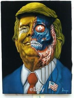 Zombie Obey Donald Trump Ils Film Original En Direct Peinture À L'huile Noire A387 Velours